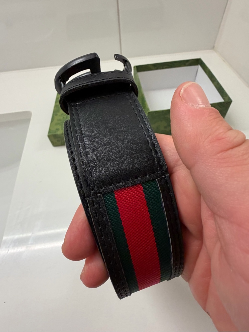 Gucci Interlocking G Web Belt – Black GG Buckle - Picture 5 of 11